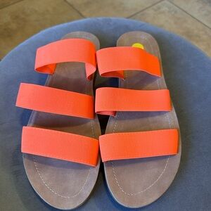 Maui Island Triple Strap Orange Slide Sandals